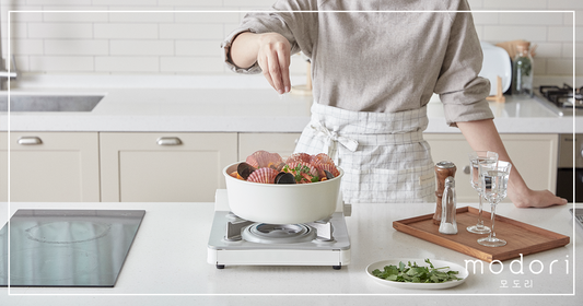 Modori Sodam Collection - Modori Stackable Sodam Cookware - White Colour Cookware - Nonstick cooking sets - Nonstick pan and pot -Modori Make Your Dream Kitchen a Reality