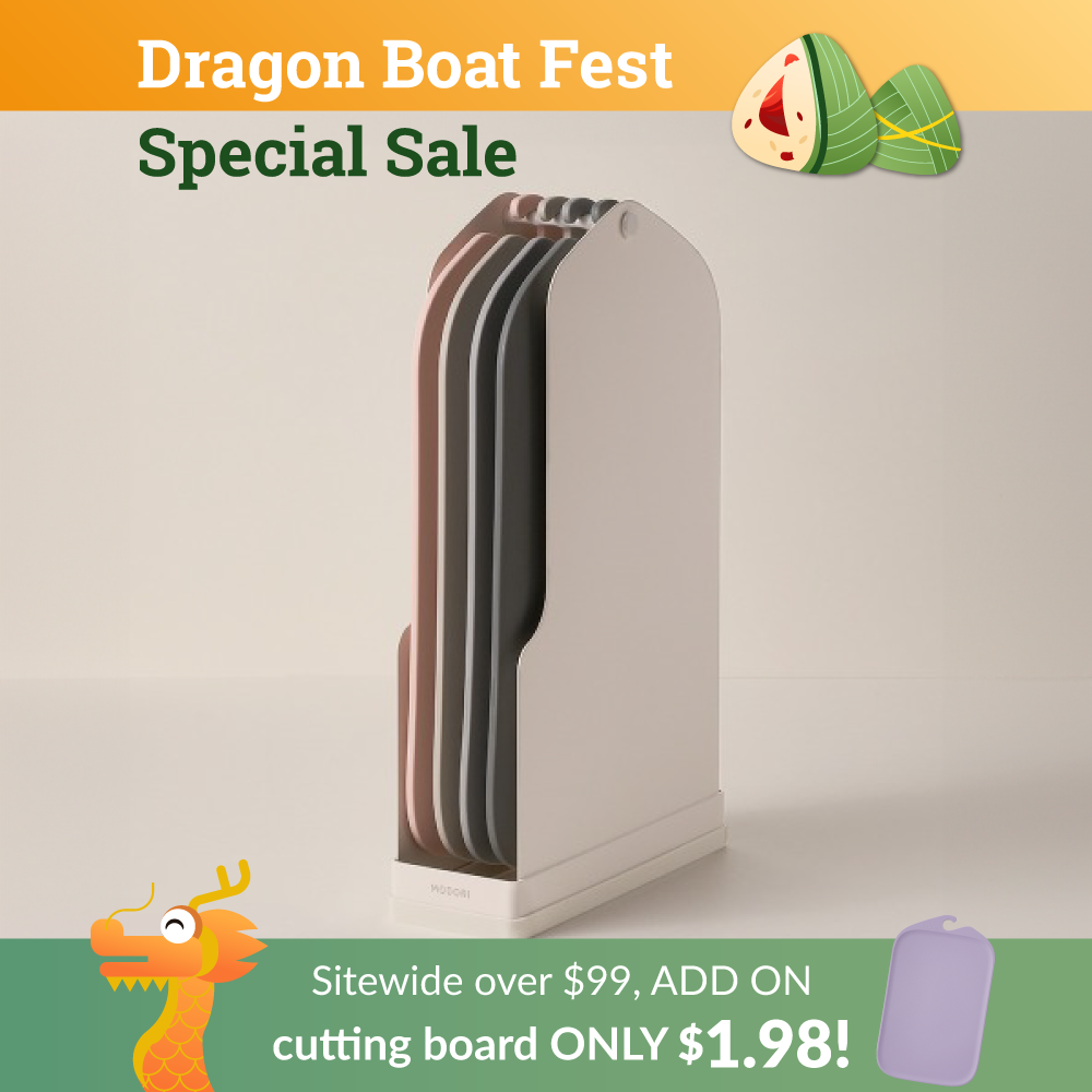Cutting Board Set (4-Color Boards + Rack)