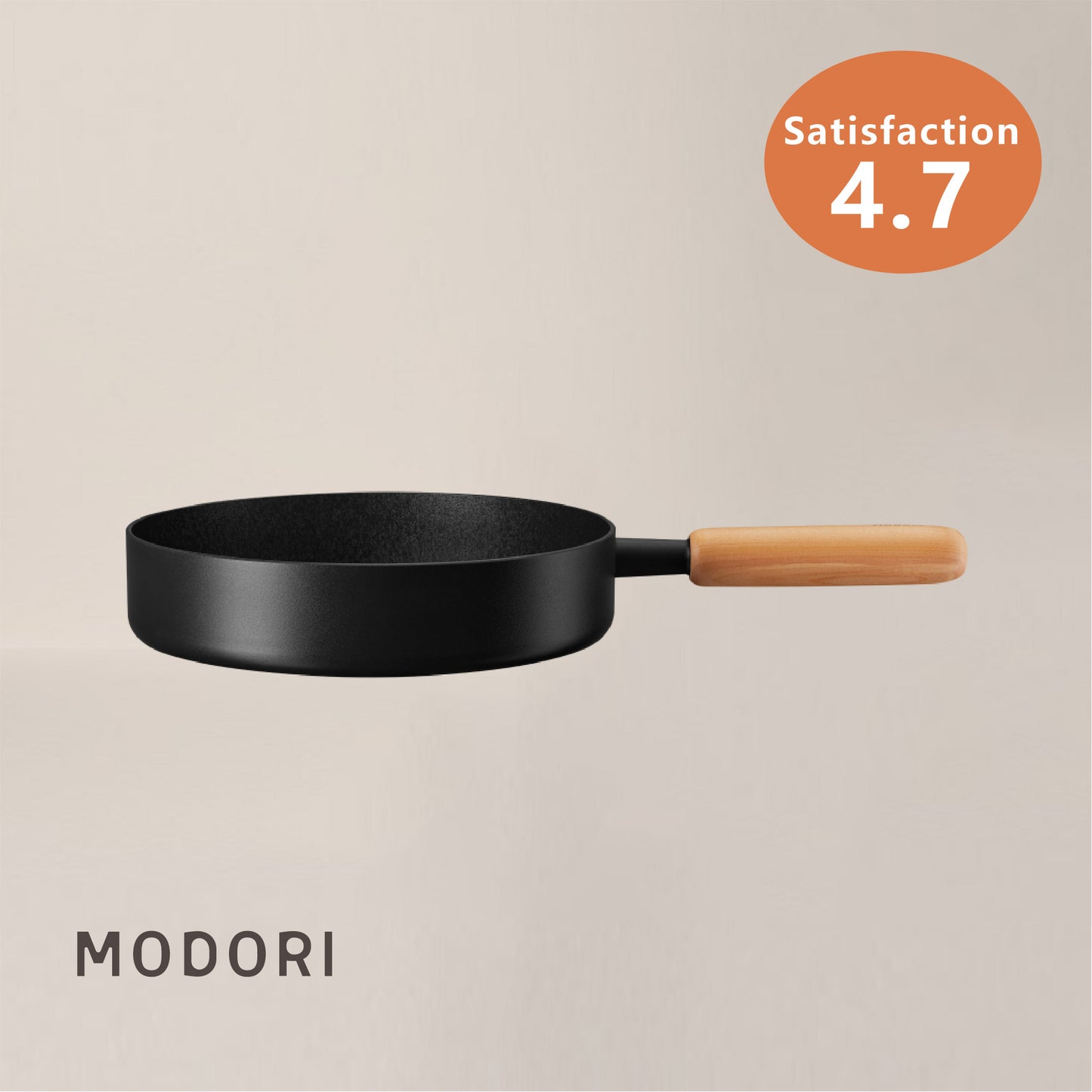 Modori Goodle Collection 24cm frying pan has wider surface is designed to cook just about anything without worrying about ingredients slipping out of the pan, from frying fish and pasta to cooking steak, it's just perfect for everyday use. Clean lining and neat design, a black body and a wooden handle for a warm and contemporary feel, ideal for long-term durability performance. Suitable for cooking with various stoves.